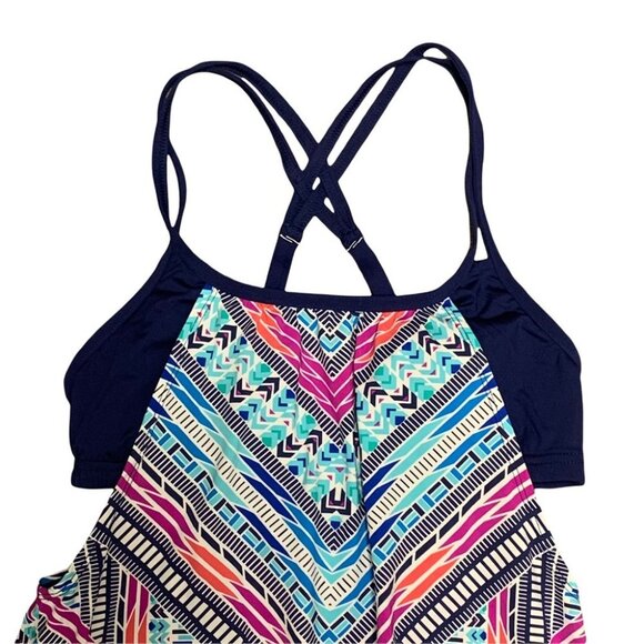NWT $86 Jag Swim Cross Back Tankini Top Small Swimsuit Athletic Built in Bra - Picture 3 of 11